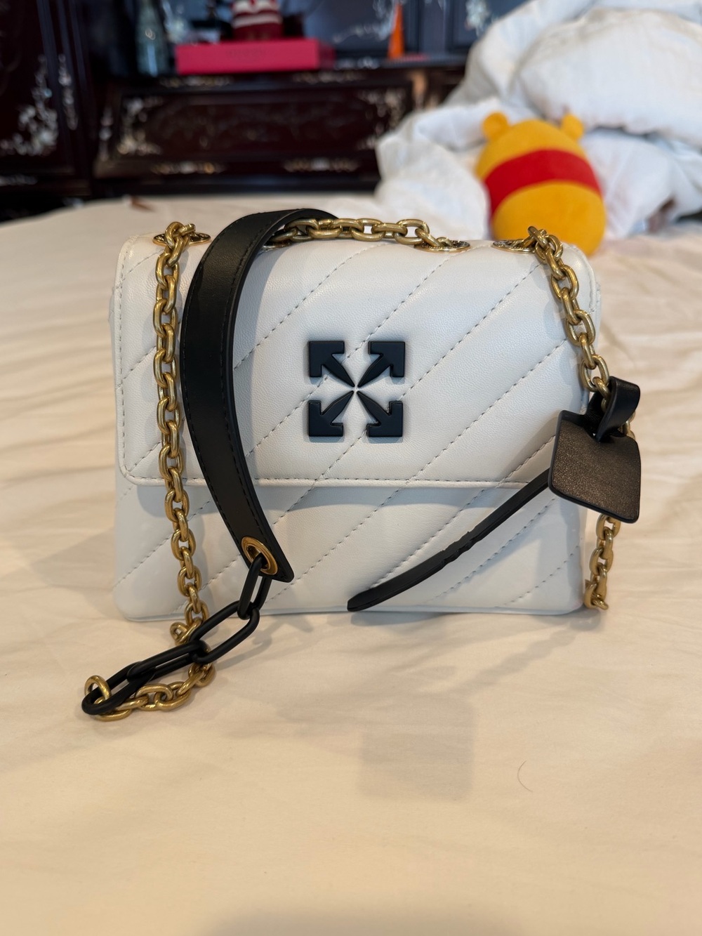 Off-White diagonal quilted leather Jackhammer shoulder bag